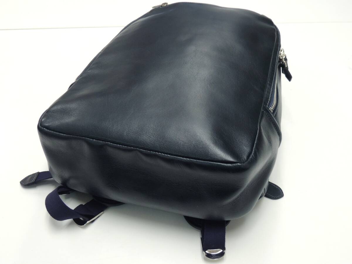 ★ 美品 定価64900円 ファイブウッズ プラトウ FIVE WOODS PLATEAU 日本製 レザー リュック ビジネスバッグ バックパック ネイビー 通勤 _画像5