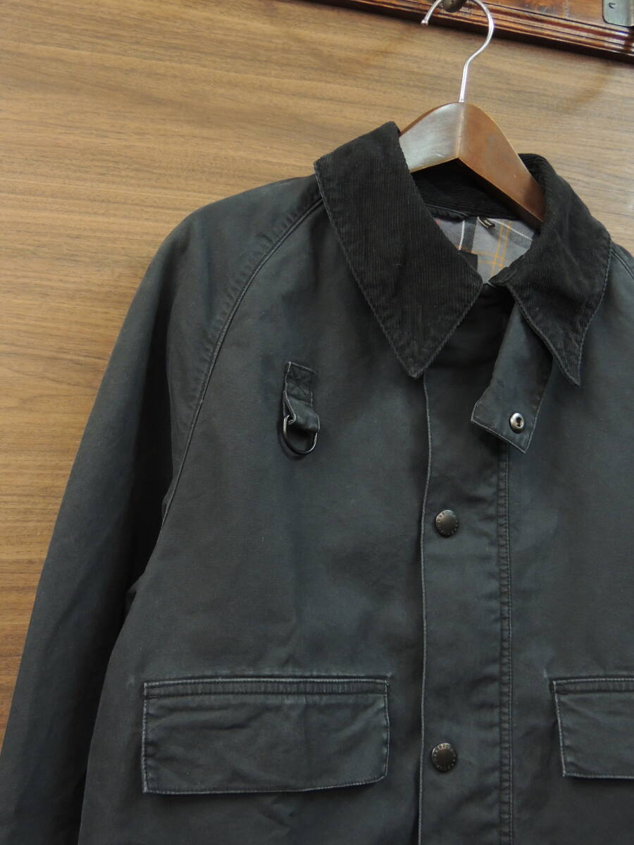 ★ XLサイズ BARBOUR バブアー SPEY スペイ ダック コットン ショート レングス ブルゾン ジャケット ブラック 251MCA0967 ノンオイル_画像3