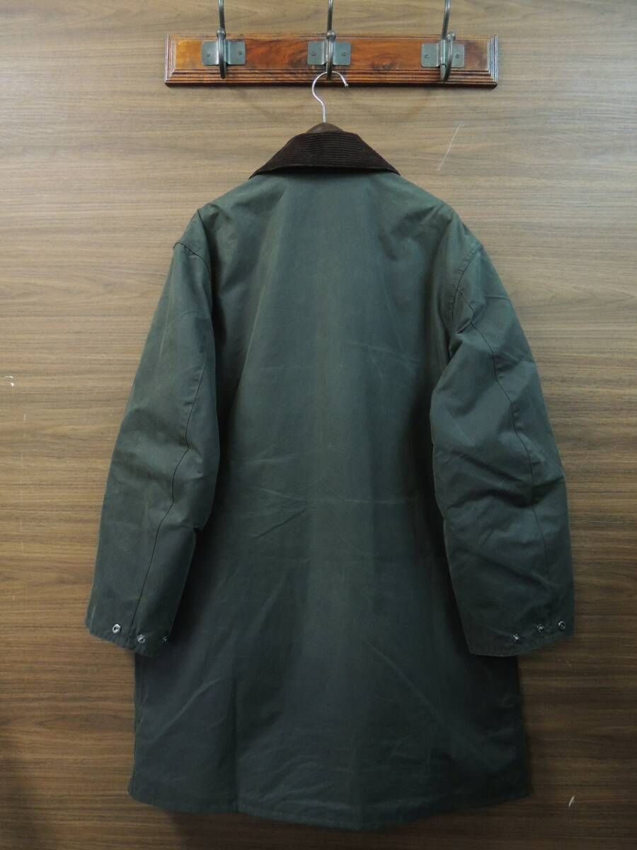 ★40サイズ 定価72600円 23AW BARBOUR バブアー BORDER OS オーバーサイズ フィット ボーダー ワックス コットン コート グリーン オイルド_画像2