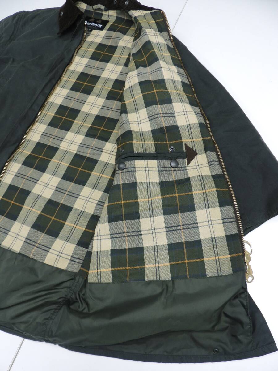 ★40サイズ 定価72600円 23AW BARBOUR バブアー BORDER OS オーバーサイズ フィット ボーダー ワックス コットン コート グリーン オイルド_画像6