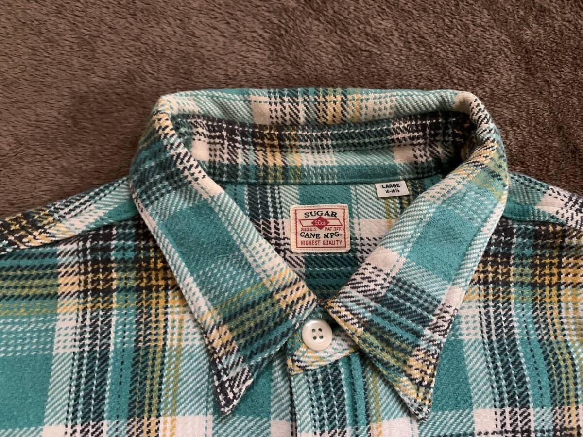 【古着】2016年モデル SUGAR CANE シュガーケーン SC27388-145 ツイルチェックワークシャツ Lサイズ フランネルシャツ 東洋_画像3