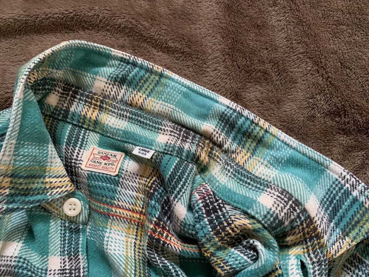 【古着】2016年モデル SUGAR CANE シュガーケーン SC27388-145 ツイルチェックワークシャツ Lサイズ フランネルシャツ 東洋_画像7