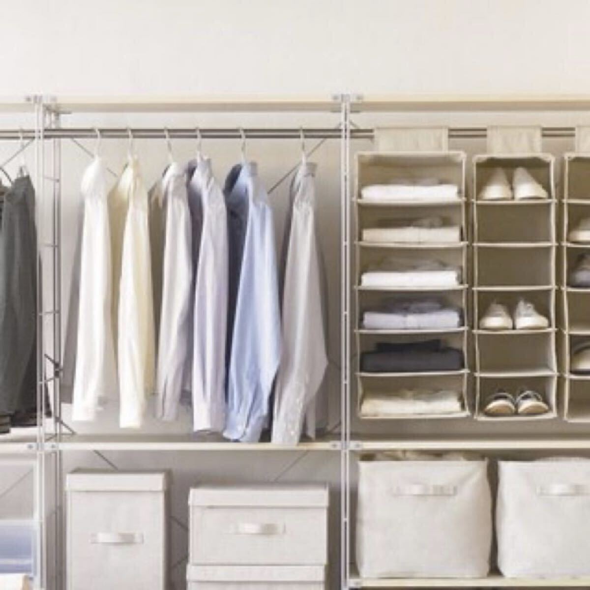 ■無印良品 スチールユニットシェルフ・ワードローブバー 幅84㎝タイプ用 1本 ハンガー 収納棚 収納ラック クローク 衣装箪笥 クローゼット_画像7