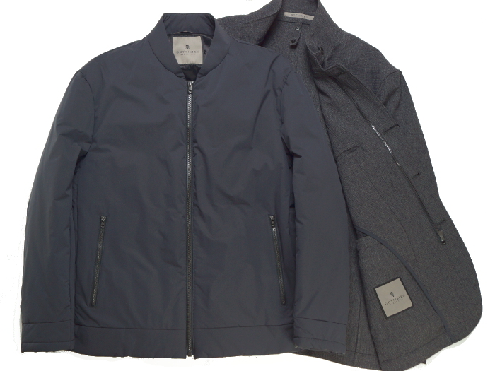 【新品・秋冬】定価5.9万 ゴタイリク 五大陸《MA1型 ダウンライナー》3WAY ダウン ブルゾン ドライビング ジャケット 灰 BM(やや幅広M) _画像3