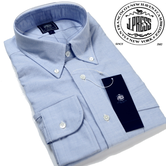 【新品】定価1.4万 Jプレス J.PRESS《ヴィンテージ オックス》定番 ボタンダウン オックス ドレス・ビジネス 長袖シャツ L サックス_画像1