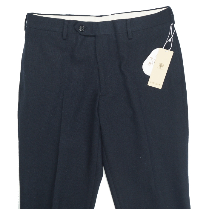 【新品・秋冬】定価2.53万 J.PRESS Jプレス《オン・オフ兼用》ジャパンツイード ホームスパン スラックスパンツ 82 濃紺 ノータック_画像3