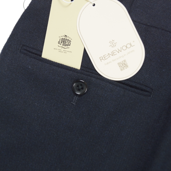 【新品・秋冬】定価2.53万 J.PRESS Jプレス《オン・オフ兼用》ジャパンツイード ホームスパン スラックスパンツ 82 濃紺 ノータック_画像5
