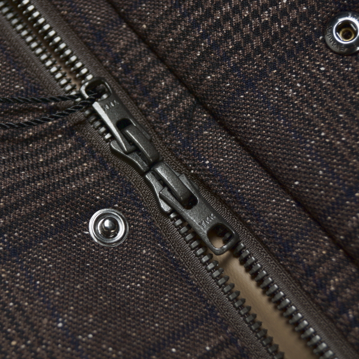 【新品・秋冬】定価6.93万 五大陸 ゴタイリク《山栄毛織 上質シルク混ウール》ツイード調 ハンティング ジャケット ブルゾン M 濃茶_画像8