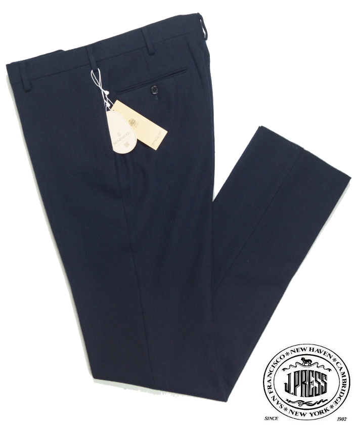 【新品・秋冬】定価2.53万 J.PRESS Jプレス《オン・オフ兼用》ジャパンツイード ホームスパン スラックスパンツ 82 濃紺 ノータック_画像9