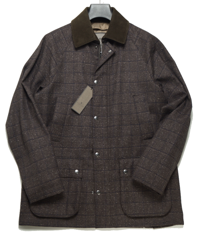 【新品・秋冬】定価6.93万 五大陸 ゴタイリク《山栄毛織 上質シルク混ウール》ツイード調 ハンティング ジャケット ブルゾン M 濃茶_画像2