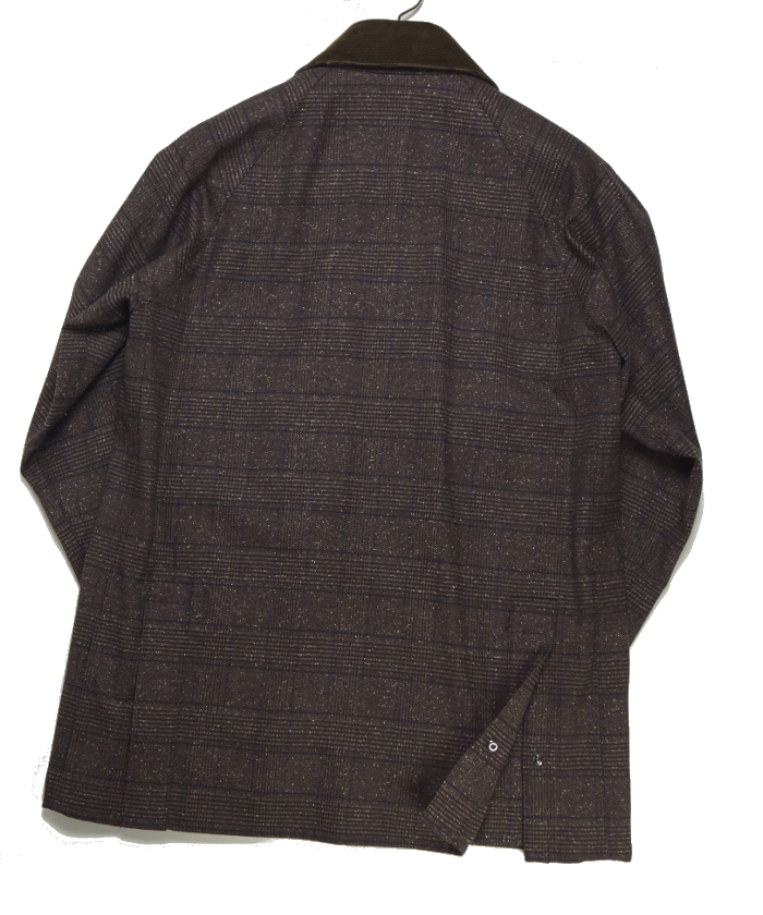 【新品・秋冬】定価6.93万 五大陸 ゴタイリク《山栄毛織 上質シルク混ウール》ツイード調 ハンティング ジャケット ブルゾン M 濃茶_画像4