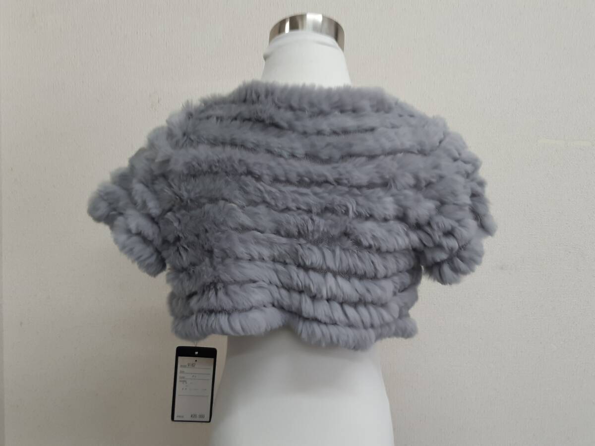 【管⑨】FUR COLLECTION　ラビットファー　ボレロ　グレー　9182　M～L_画像3