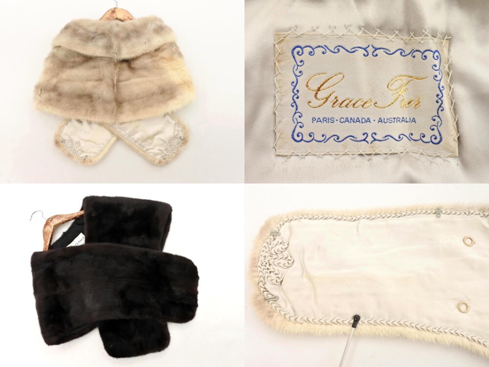 BLACKGLAMA ブラックグラマ GraceFur SAIKATSU OSFUR リアルファー 4点セット まとめ グレーｘブラウン ■■◎ ☆ fka6 レディース_画像4