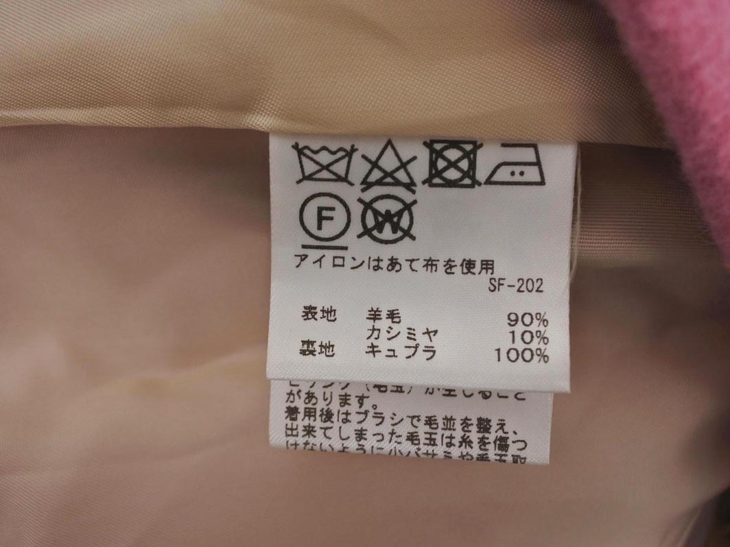 ROPE ロペ カシミヤ混 ノーカラー コート size38/ピンク ◇■ ☆ fka4 レディース_画像7