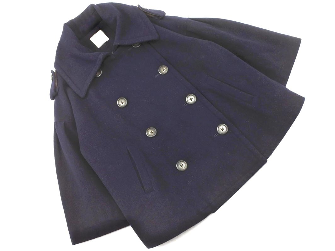 SHIPS シップス ウール混 7分袖 メルトン ジャケット 紺 ◇■ ☆ fka4 レディース_画像1