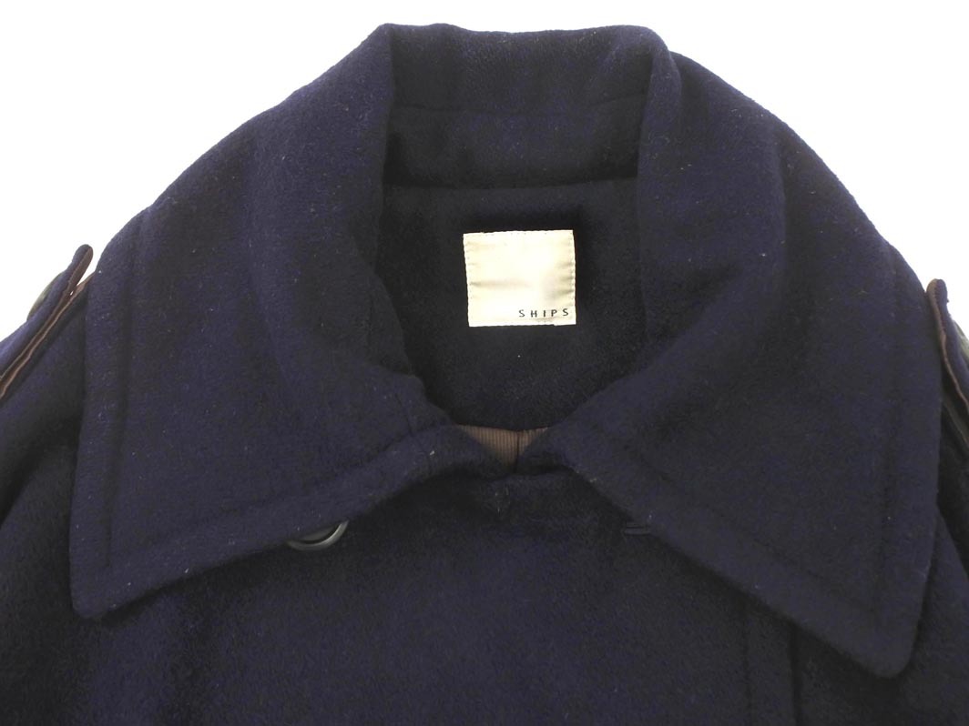 SHIPS シップス ウール混 7分袖 メルトン ジャケット 紺 ◇■ ☆ fka4 レディース_画像2