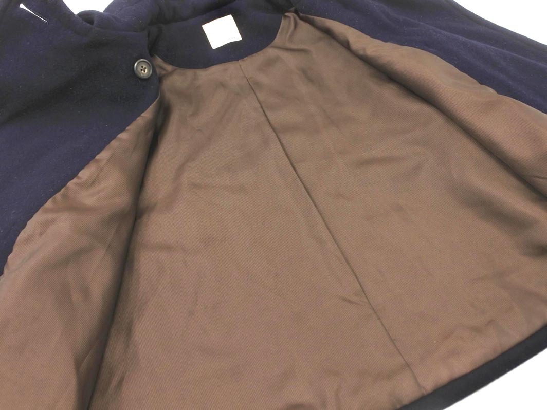 SHIPS シップス ウール混 7分袖 メルトン ジャケット 紺 ◇■ ☆ fka4 レディース_画像4