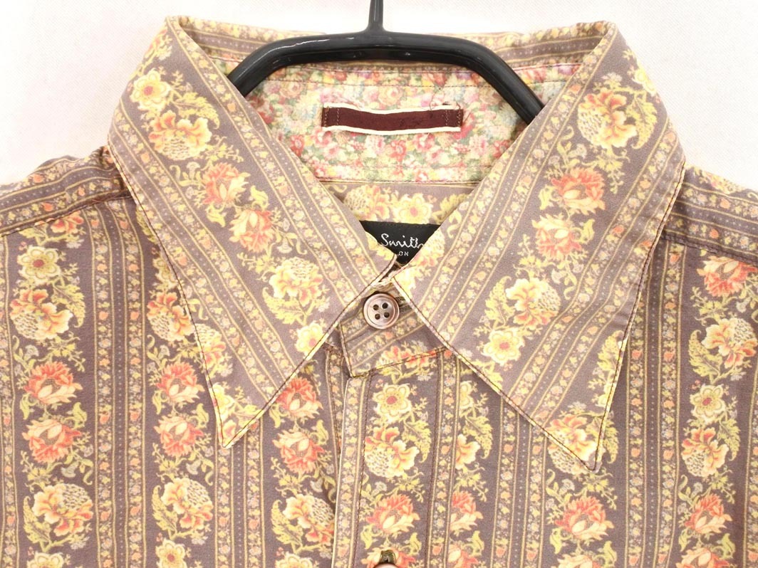 Paul Smith ポールスミス 花柄 シャツ sizeM/黄 ◇■ ☆ fka4 メンズ_画像4