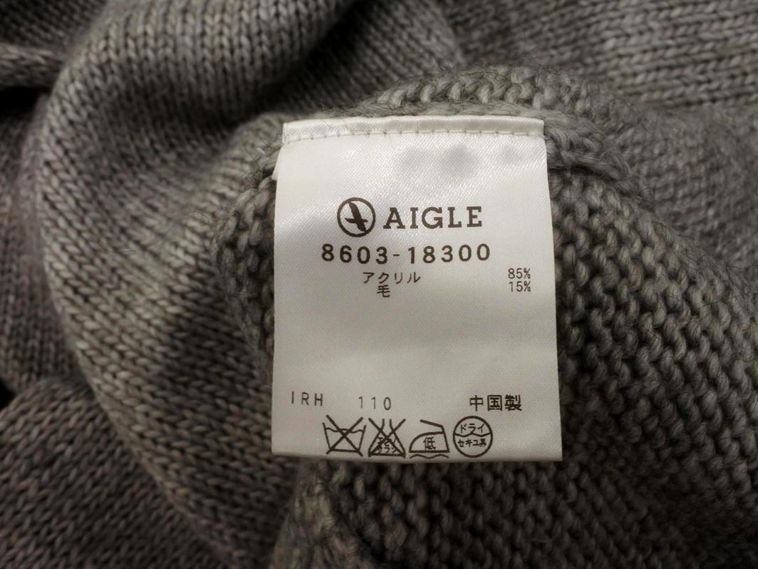 AIGLE Aigle шерсть . вязаный шаль кардиган sizeF/ серый *# * fka5 женский 