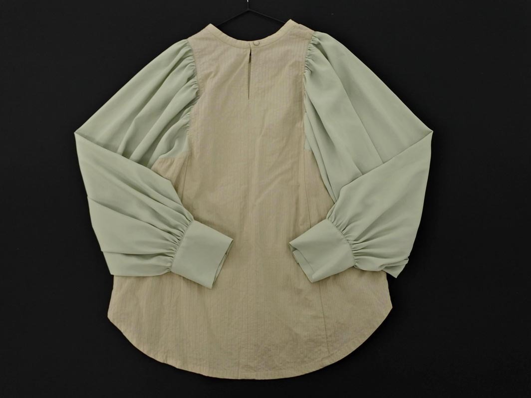 アダムエロペ AER エーイーアール 素材切替 ボリュームスリーブ ブラウス シャツ sizeF/ライトベージュx薄緑 ◇■ ☆ fka5 レディース_画像5