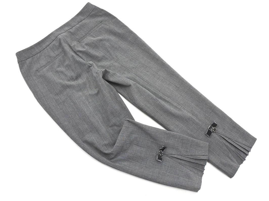 TO BE CHIC トゥービーシック 大きいサイズ グレンチェック クロップド パンツ size42/グレー ◇■ ☆ fka5 レディース_画像4