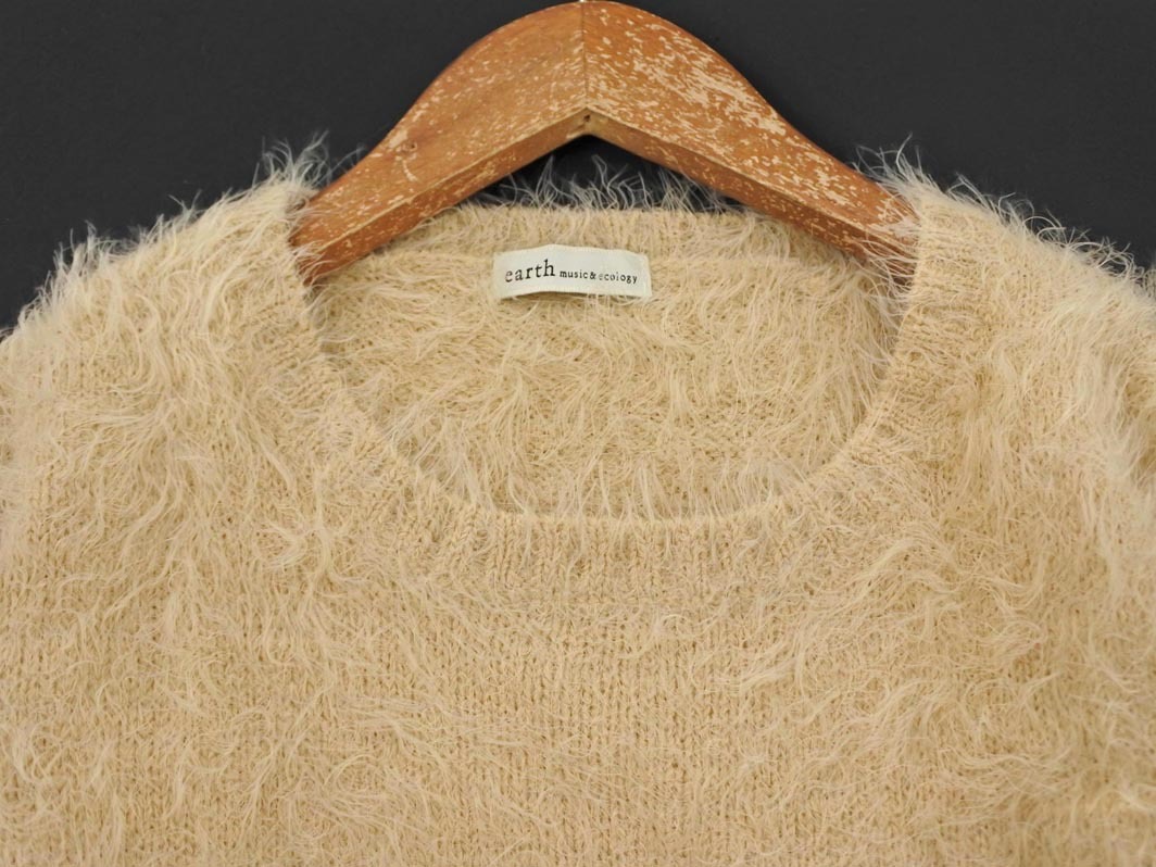 earth music&ecology アースミュージック＆エコロジー シャギー ニット セーター sizeF/アイボリー ◇■ ☆ fka5 レディース_画像2