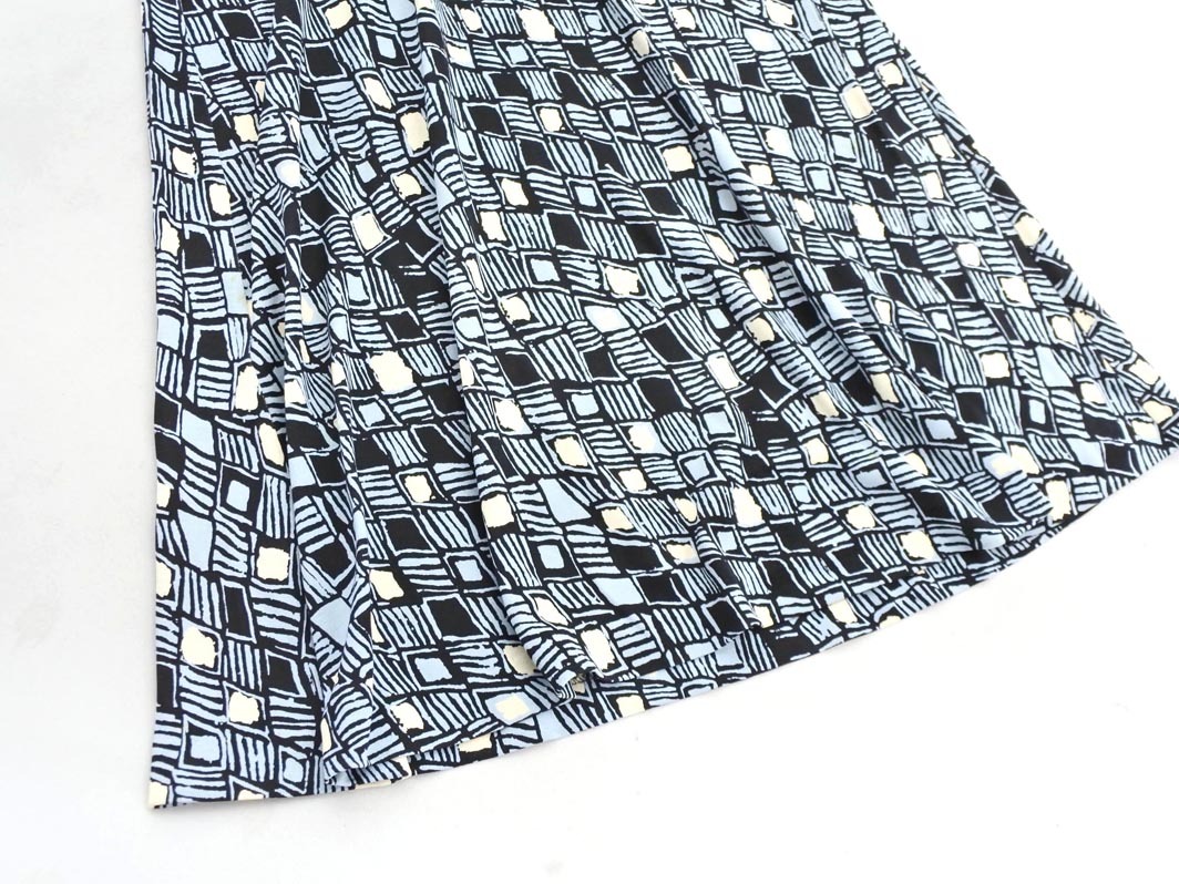 ダイアンフォンファステンバーグ シルク100% 総柄 シャツ ワンピース size2/黒xサックスxアイボリー ◇■ ☆ fka5 レディース_画像4