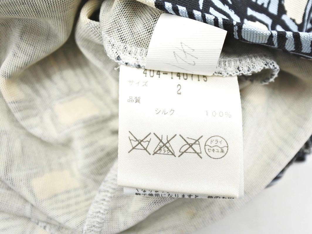 ダイアンフォンファステンバーグ シルク100% 総柄 シャツ ワンピース size2/黒xサックスxアイボリー ◇■ ☆ fka5 レディース_画像6