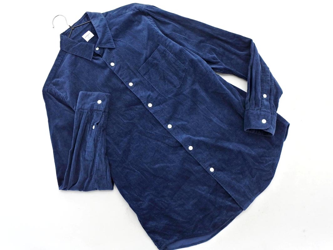 EDIFICE エディフィス コーデュロイ シャツ sizeM/紺 ◇■ ☆ fka5 メンズ_画像1
