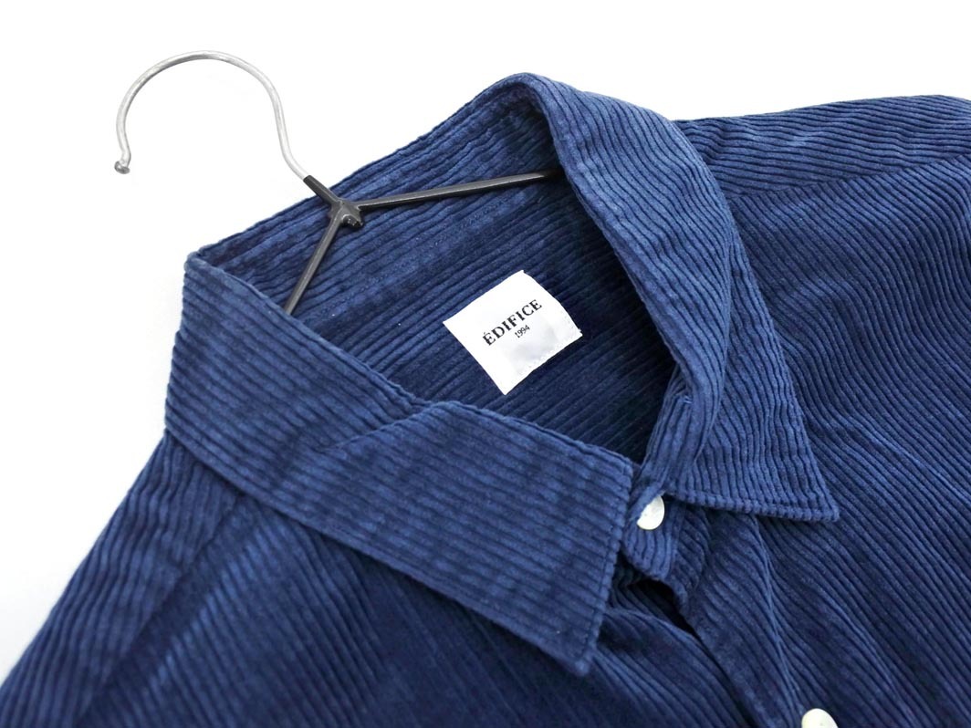 EDIFICE エディフィス コーデュロイ シャツ sizeM/紺 ◇■ ☆ fka5 メンズ_画像2