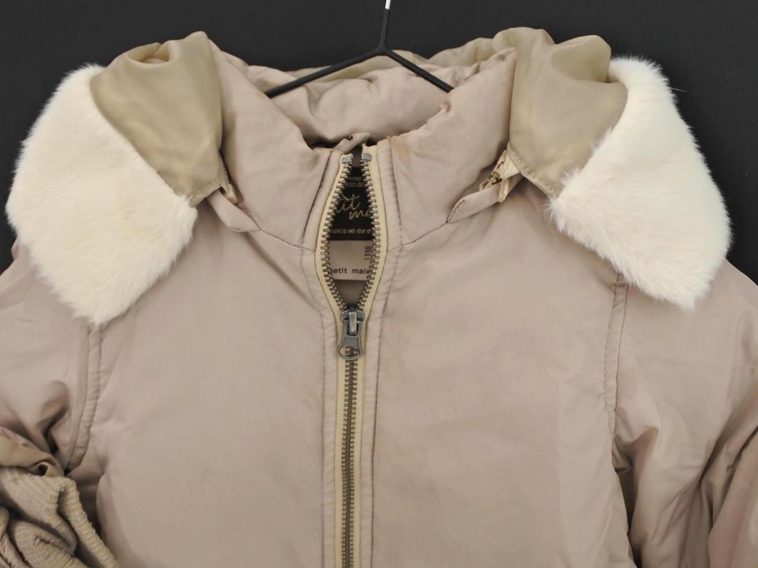 petit mainpti мой n искусственный мех лента пуховик size110cm/ бежевый *# * fka5 девочка 