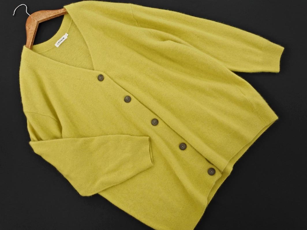 LEPSIM レプシィムローリーズファーム ウール混 Vネック カーディガン sizeF/黄 ◇■ ☆ fka6 レディース_画像1