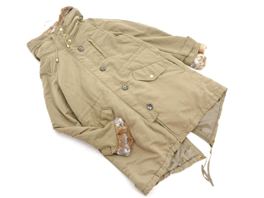 SHIPS シップス ラビットファー ボアライナー付き 中綿 モッズ コート sizeS/カーキ ◇■ ☆ fka6 レディース_画像1