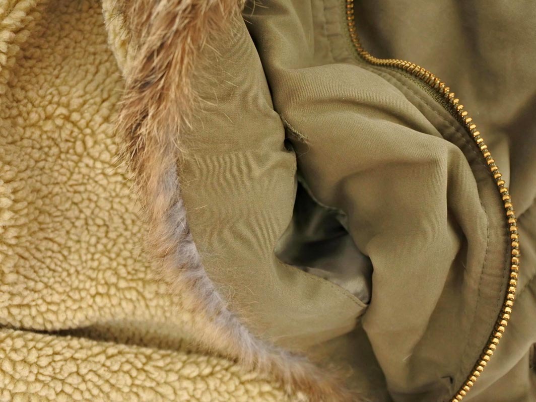 SHIPS シップス ラビットファー ボアライナー付き 中綿 モッズ コート sizeS/カーキ ◇■ ☆ fka6 レディース_画像7