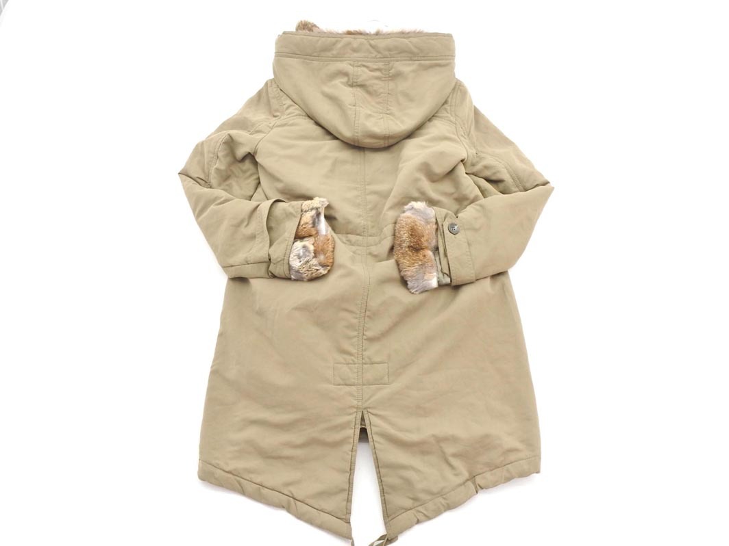 SHIPS シップス ラビットファー ボアライナー付き 中綿 モッズ コート sizeS/カーキ ◇■ ☆ fka6 レディース_画像8