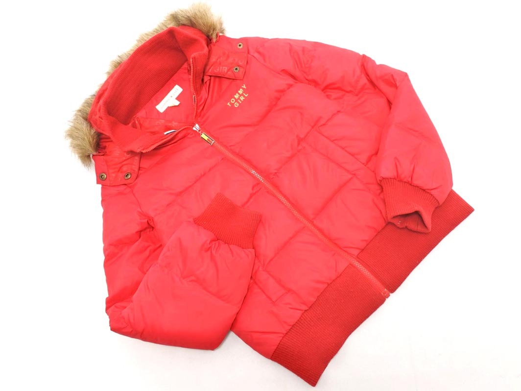 tommy girl トミーガール マルチWAY ショート丈 刺繍 ダウン ジャケット sizeM/赤 ◆■ ☆ fka6 レディース_画像1