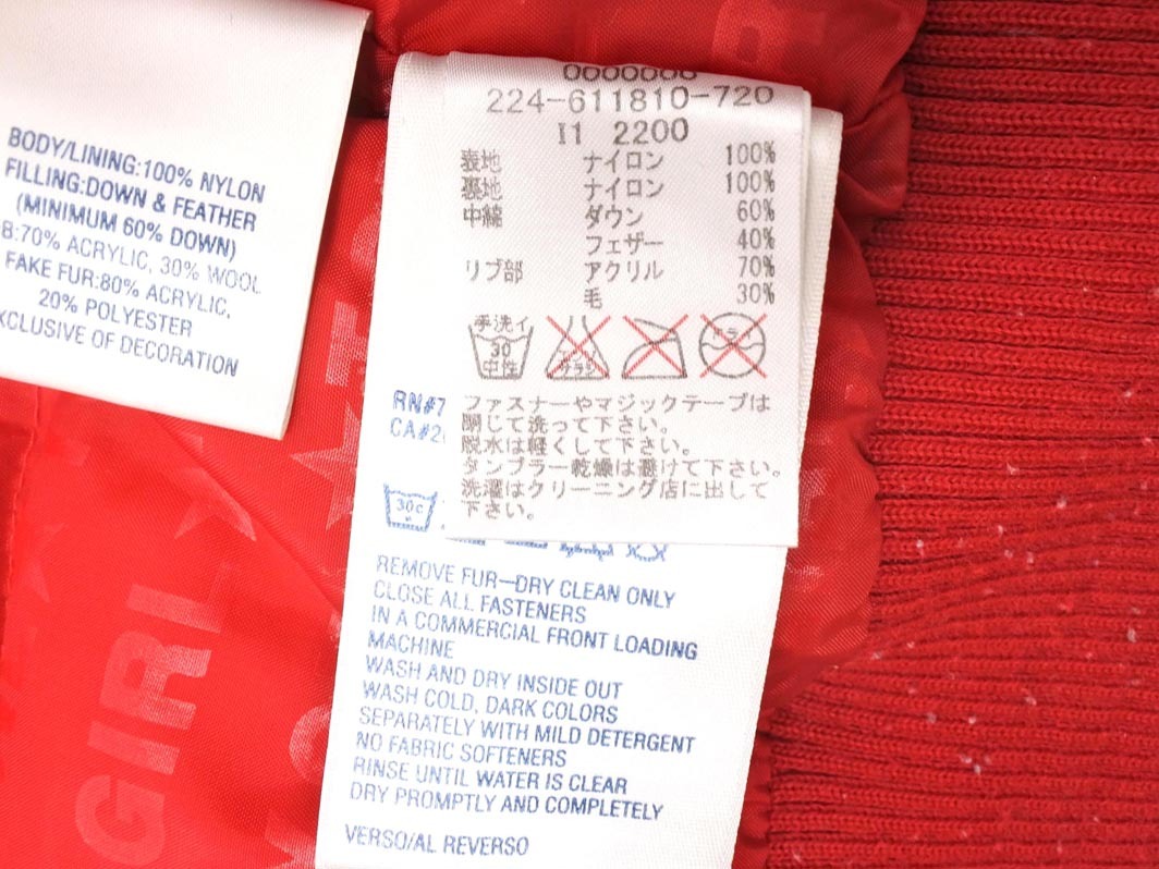 tommy girl トミーガール マルチWAY ショート丈 刺繍 ダウン ジャケット sizeM/赤 ◆■ ☆ fka6 レディース_画像6