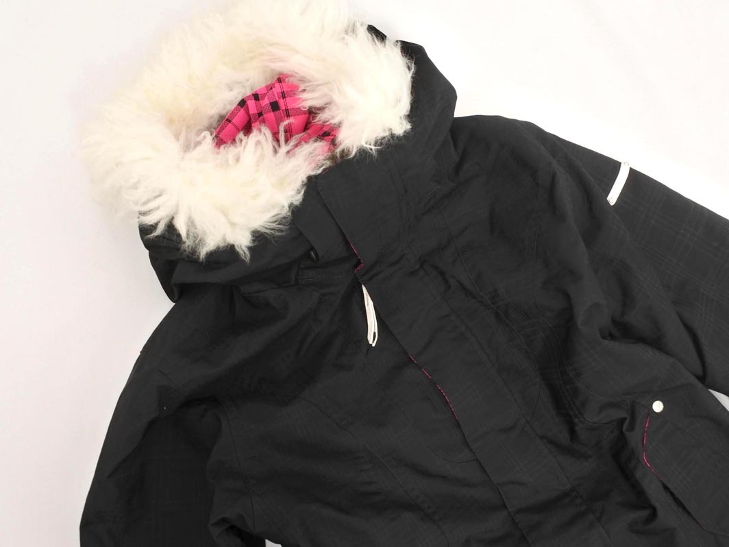 ESTIVO エスティボ フェイクファー スノーウェア スキー つなぎ オールインワン sizeM/黒 ◆■ ☆ fka7 レディース_画像2