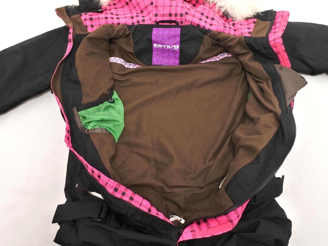 ESTIVO エスティボ フェイクファー スノーウェア スキー つなぎ オールインワン sizeM/黒 ◆■ ☆ fka7 レディース_画像7