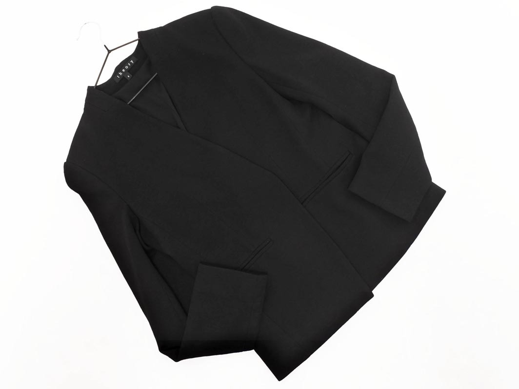 theory セオリー ウール混 ノーカラー ジャケット size2/黒 ◇■ ☆ fka6 レディース_画像1