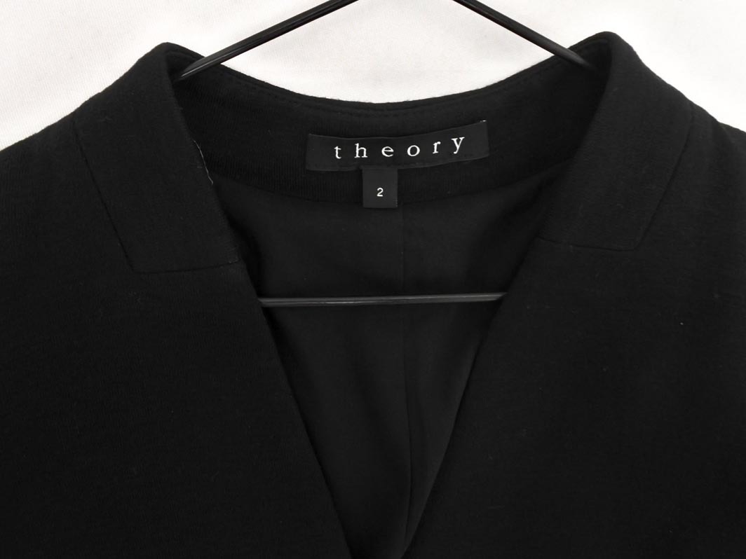 theory セオリー ウール混 ノーカラー ジャケット size2/黒 ◇■ ☆ fka6 レディース_画像3