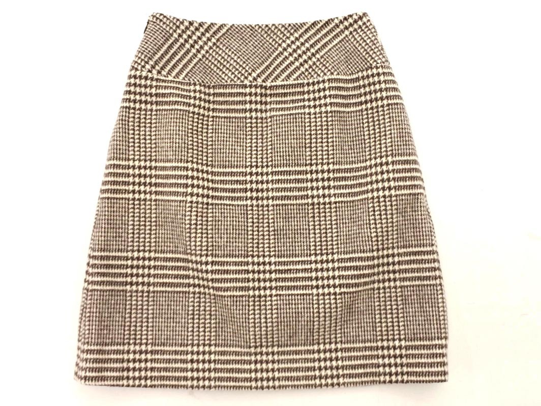 UNTITLED Untitled шерсть . Glenn проверка A линия юбка-трапеция size0/ белый x чай *# * fka6 женский