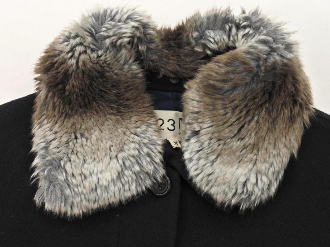 23 район шерсть . искусственный мех длинное пальто size38/ темно-синий *# * fka6 женский