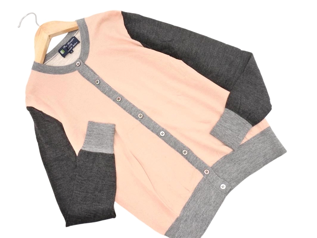 ネコポスOK 23区 Botto Giuseppe ウール100% ニット カーディガン size38/ピンクxグレー ◇■ ☆ fkb0 レディース_画像1