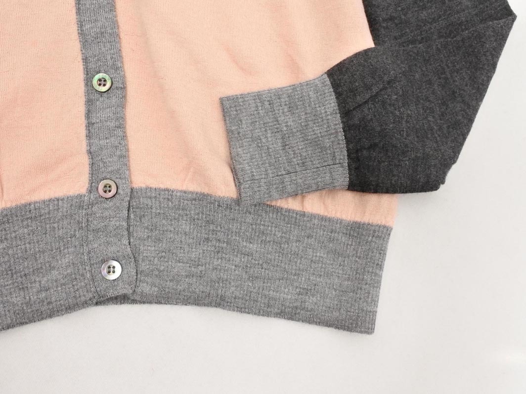 ネコポスOK 23区 Botto Giuseppe ウール100% ニット カーディガン size38/ピンクxグレー ◇■ ☆ fkb0 レディース_画像3