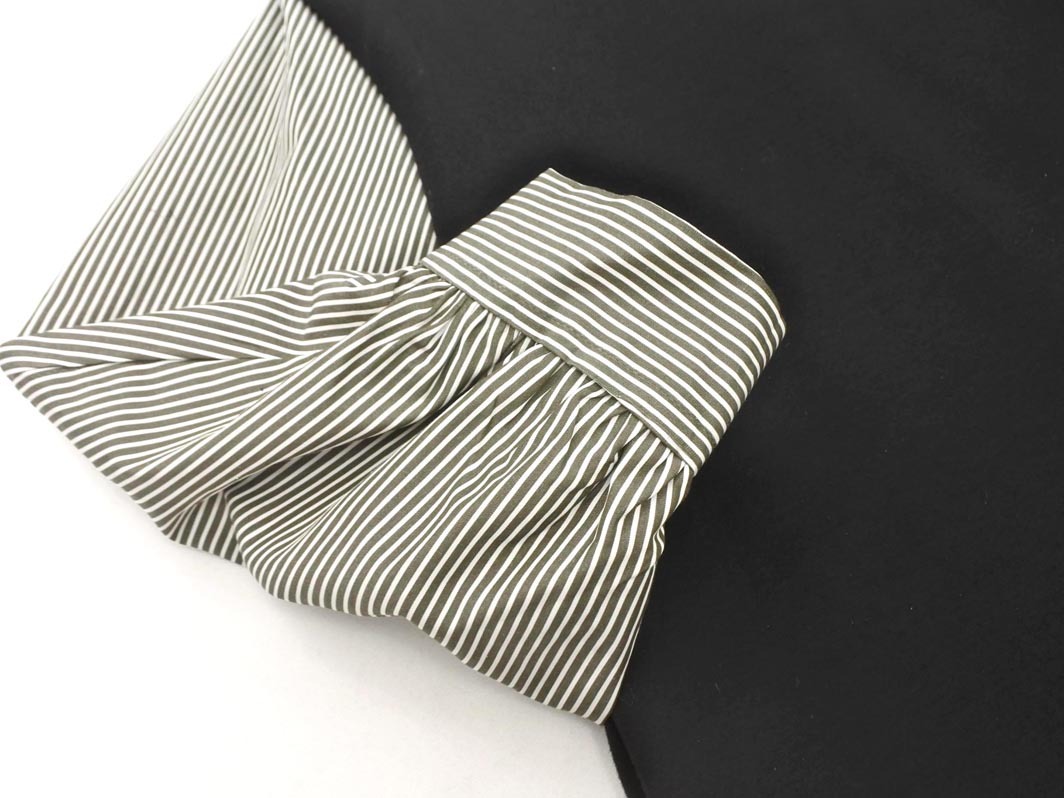 LANVIN ランバン フェイクレイヤード ストライプ シャツ ワンピース size38/白ｘ黒xグレー ◇■ ☆ fkb0 レディース_画像3