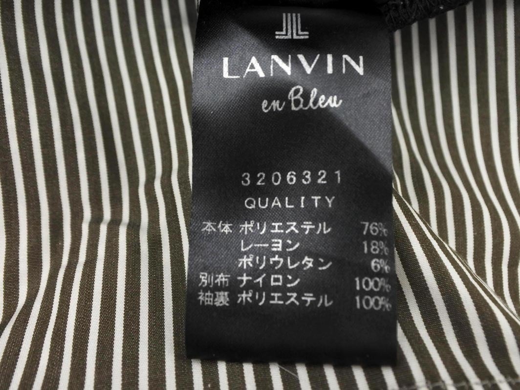 LANVIN ランバン フェイクレイヤード ストライプ シャツ ワンピース size38/白ｘ黒xグレー ◇■ ☆ fkb0 レディース_画像6