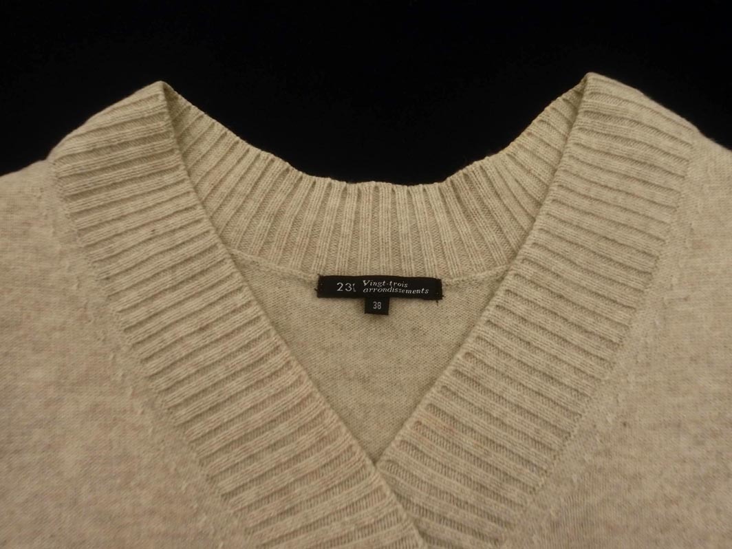 ネコポスOK 23区 カシミヤ混 Vネック ニット セーター size38/ベージュ ◇■ ☆ fkb1 レディース_画像3