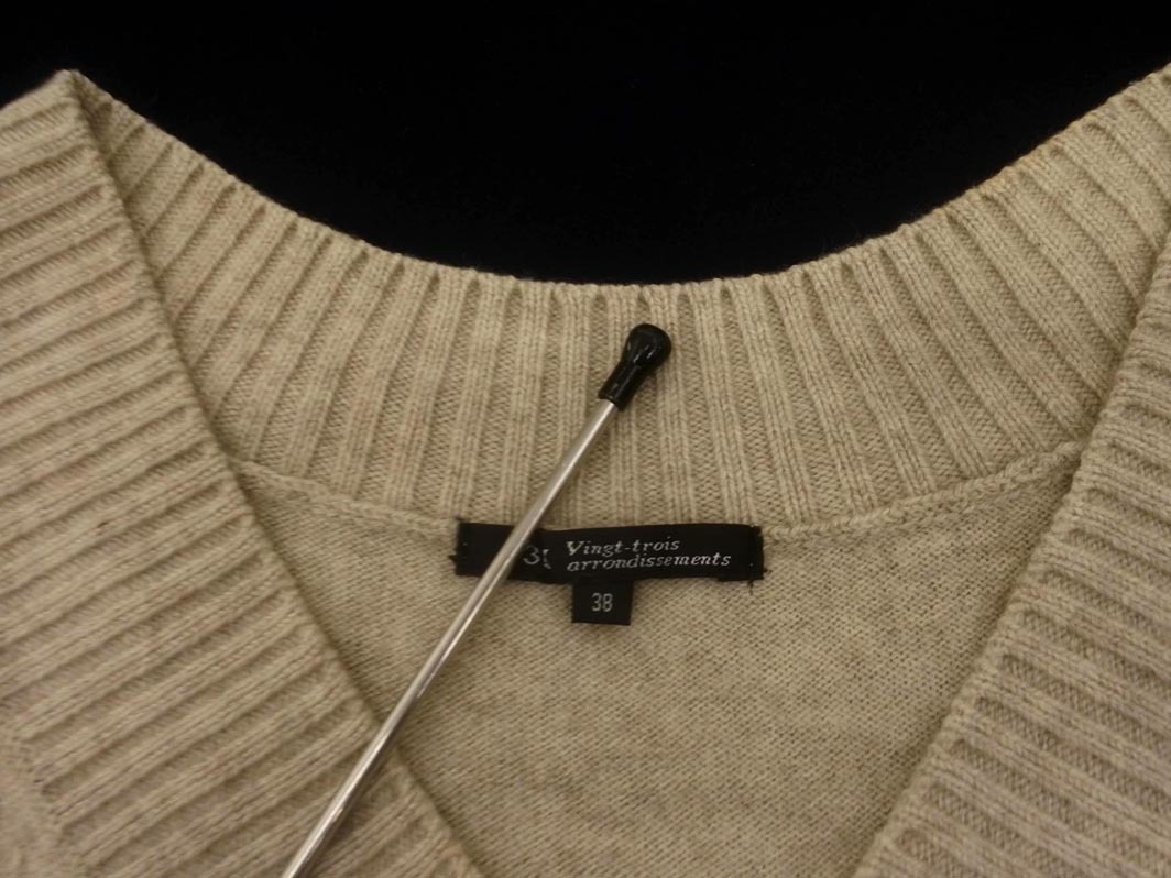 ネコポスOK 23区 カシミヤ混 Vネック ニット セーター size38/ベージュ ◇■ ☆ fkb1 レディース_画像6