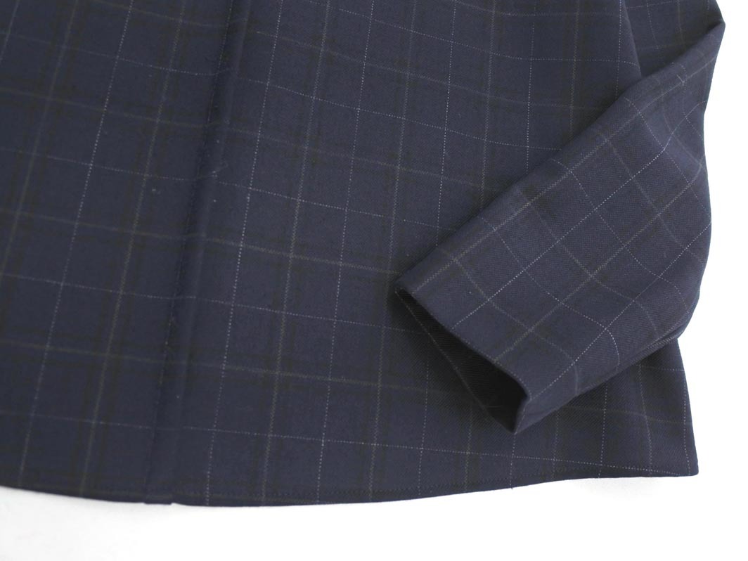 theory luxe セオリーリュクス ウール混 チェック ブラウス シャツ size38/紺 ◇■ ☆ fkb2 レディース_画像3